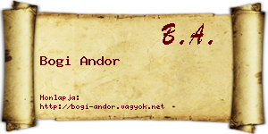 Bogi Andor névjegykártya