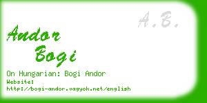 andor bogi business card